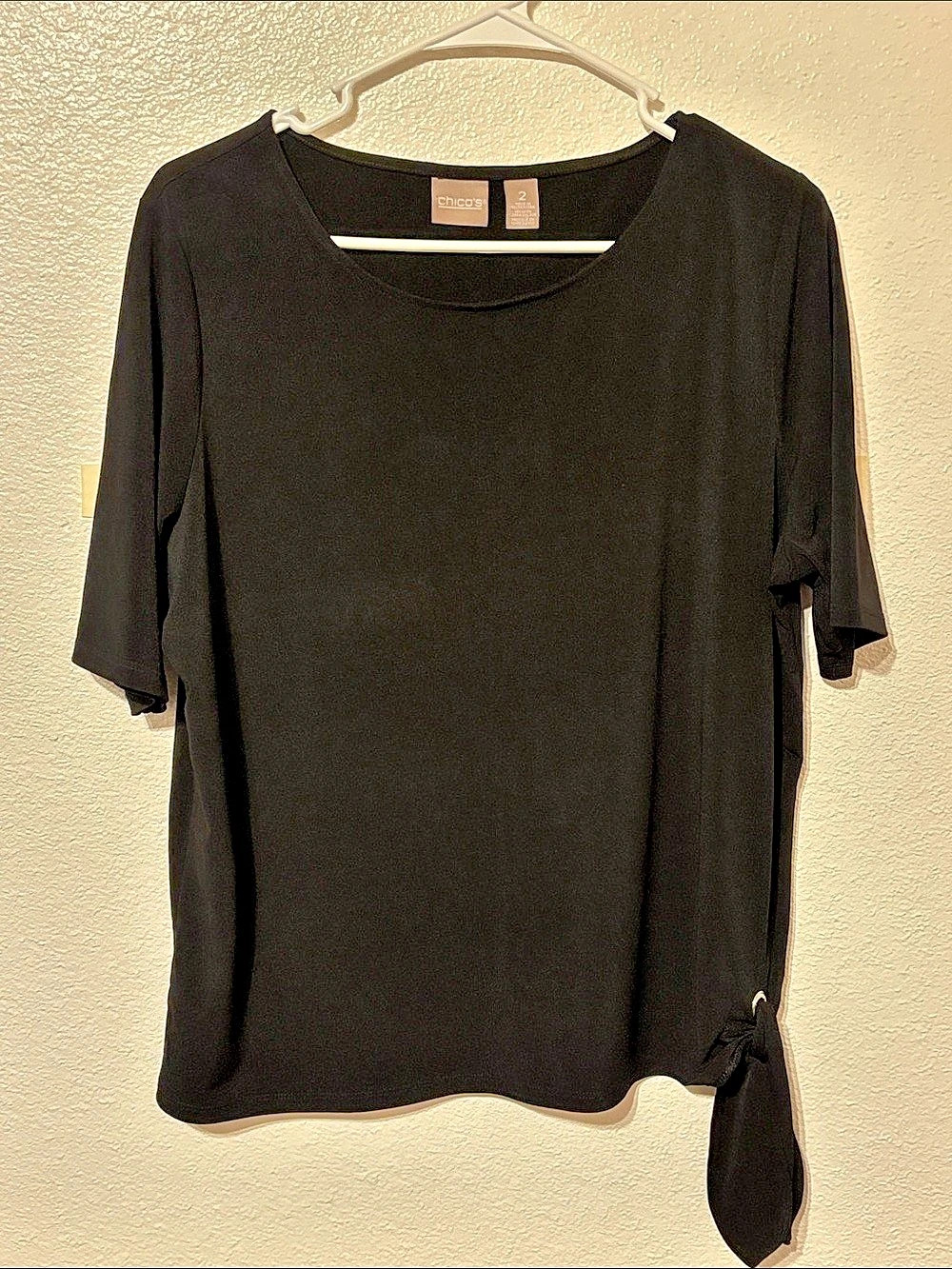Chico's Black Short Sleeve Top Size 2
